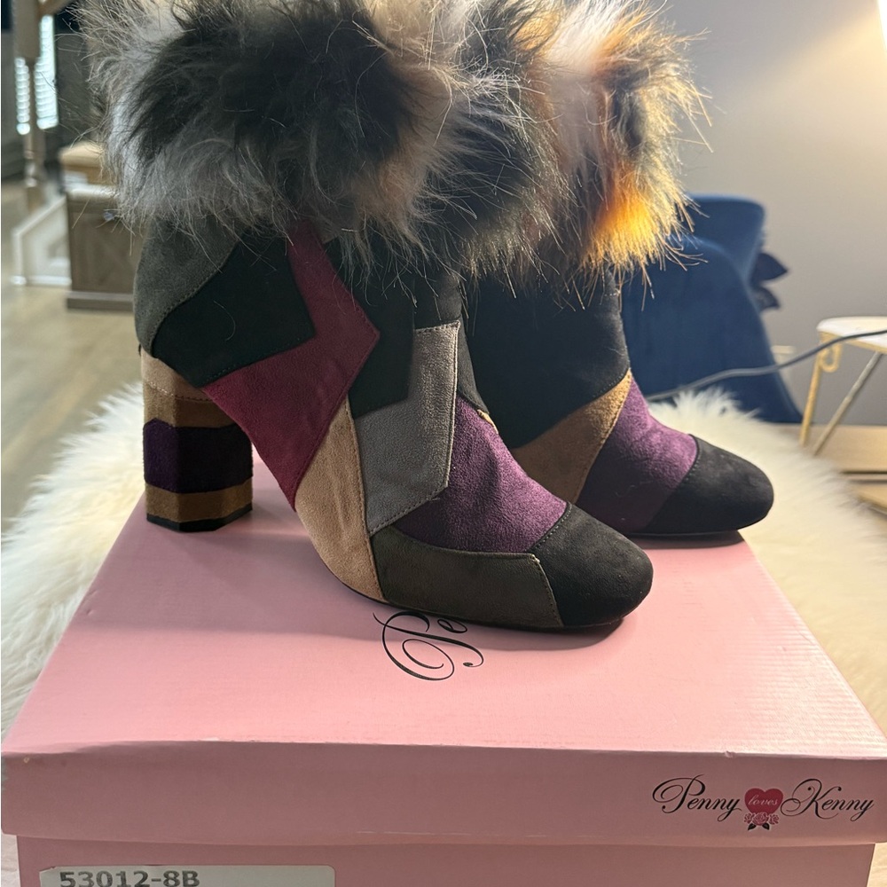 Penny Loves Kenny Women's Colorful Faux Fur Heeled Boots - Picture 2 of 5